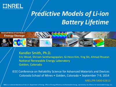 Predictive Models of Li-ion Battery Lifetime (Presentation), NREL (National Renewable Energy Laboratory)