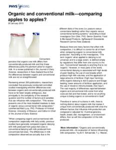 Organic and conventional milk—comparing apples to apples?