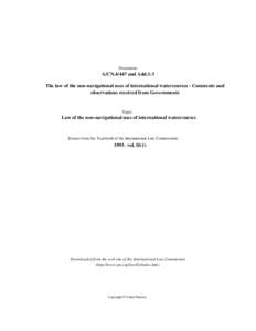 Document:-  A/CN[removed]and Add.1-3 The law of the non-navigational uses of international watercourses - Comments and observations received from Governments
