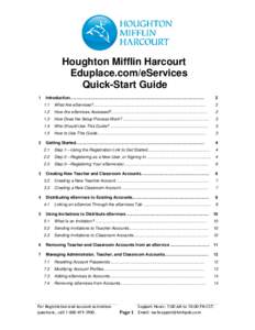 Houghton Mifflin Harcourt Eduplace.com/eServices Quick-Start Guide 1  2