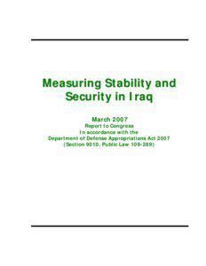 Measuring Stability and Security in Iraq March 2007