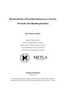 Microevolution of Puumala hantavirus in its host, the bank vole (Myodes glareolus) Maria Razzauti Sanfeliu  Research Programs Unit