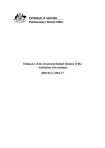 Estimates of the structural budget balance of the Australian Government[removed]to[removed]