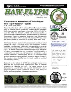 HAW-FLYPM  Hawaii Area Wide Fruit Fly Integrated Pest Management Program March 10, 2003  Environmental Assessment of Technologies: