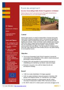 EuropeAid  Rural development Income Generating Public Works Programme in Malawi  Improving access to social services through rehabilitation and maintenance of rural feeder roads 