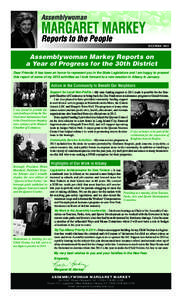 Assemblywoman  MARGARET MARKEY Reports to the People  DECEMBER 2013
