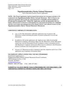 Papahānaumokuākea Marine National Monument Permit Application – Native Hawaiian Practices OMB Control # [removed]Page 1 of 27  Papahānaumokuākea Marine National Monument