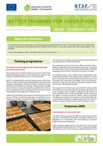 NEWS EUROPEAN COMMISSION BETTER TRAINING FOR SAFER FOOD  NEWS // NOVEMBER 2009