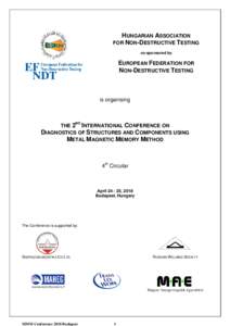 HUNGARIAN ASSOCIATION FOR NON-DESTRUCTIVE TESTING co-sponsored by EUROPEAN FEDERATION FOR NON-DESTRUCTIVE TESTING