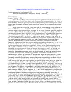 Southern Campaigns American Revolution Pension Statements and Rosters Pension Application of John Markham S5726 VA Transcribed and annotated by C. Leon Harris. Revised 27 Oct[removed]State of Virginia }