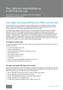 Your rights and responsibilities as a HACC user