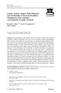 Int J Primatol DOIs10764Genetic Analyses Suggest Male Philopatry and Territoriality in Savanna-Woodland Chimpanzees (Pan troglodytes