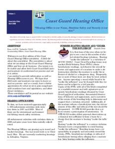 Volume 1  Newsletter Date MAY[removed]Coast Guard Hearing Office