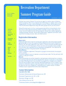 Recreation Department CITY OF DAWSON RECREATION DEPARTMENT  Summer Program Guide
