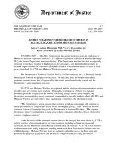 FOR IMMEDIATE RELEASE THURSDAY, SEPTEMBER 7, 2006 WWW.USDOJ.GOV TDD AT[removed]