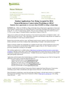 News Release FOR IMMEDIATE RELEASE Georgia Soil and Water Conservation Commission 4310 Lexington Road P. O. Box 8024 Athens, Georgia 30603