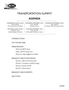 RCTC Riverside County Transportation Commission TRANSPORTATION SUMMIT AGENDA WEDNESDAY, AUGUST 26, 2015