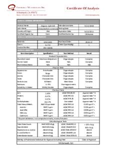 Analytical chemistry / AOAC International / Protein / Organoleptic