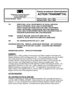 Family Investment Administration Department of Human Resources 311 West Saratoga Street Baltimore MD[removed]Control Number: 06-02