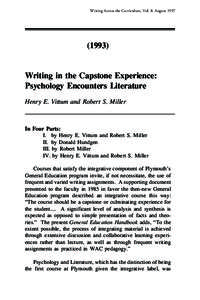 Writing Across the Curriculum, Vol. 8: AugustWriting Across the Curriculum (1993)