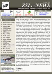 Volume 1, Number 10  October 2009 ZSI e-NEWS ANIMAL CALLS