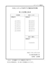 Microsoft Word - 2次合格掲示・HP（H27.10).doc