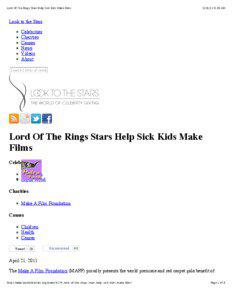 Lord Of The Rings Stars Help Sick Kids Make Films[removed]:28 AM