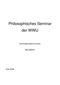 Philosophisches Seminar der WWU Veranstaltungskommentar WS