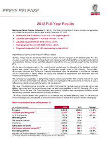 PRESS RELEASE 2012 Full-Year Results Neuilly-sur-Seine, France, February 27, 2013 – The Board of directors of Bureau Veritas met yesterday