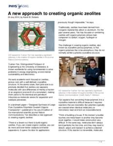 A new approach to creating organic zeolites