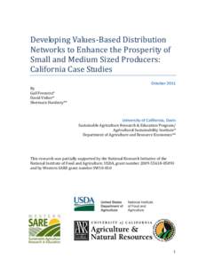 Developing Values-Based Distribution Networks to Enhance the Prosperity of Small and Medium Sized Producers