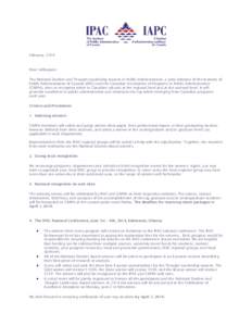 February, 2014  Dear colleagues: The National Student and Thought Leadership Awards in Public Administration, a joint initiative of the Institute of Public Administration of Canada (IPAC) and the Canadian Association of 