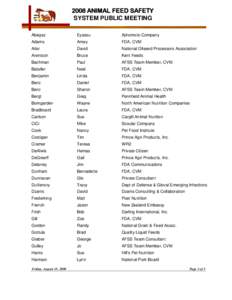 2008 ANIMAL FEED SAFETY SYSTEM PUBLIC MEETING