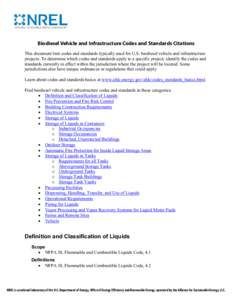 Biodiesel Vehicle and Infrastructure Codes and Standards Citations (Brochure), NREL (National Renewable Energy Laboratory)