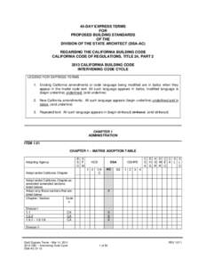 45-Day Express Terms, Division of the State Architect (DSA-AC), CCR, Title 24, Part 2, 2013 CBC Intervening Code Cycle - underline & strikeout version