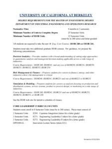 Academic term / Calendars / Industrial engineering and operations research