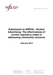 2  Submission to ANPHA - Alcohol Advertising: The effectiveness of current regulatory codes in addressing community concerns