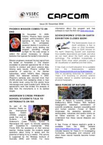 CAPCOM Issue 30: November 2008 PHOENIX MISSION COMES TO AN END  information about this program and free