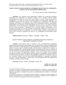 REVISTA ESTUDIOS HEGELIANOS – CENTRO DE ESTUDIOS HEGELIANOS, VALPARAÍSO, CHILE. Tras el Búho de Minerva: escritos sobre la filosofia hegeliana del derecho, N°MARE VESTRUM, MARE NOSTRUM: CONSIDERACIONES PARA