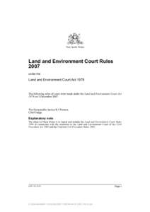 Land and Environment Court Rules 2007