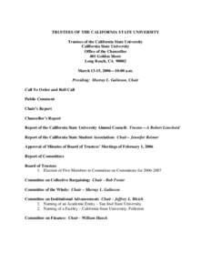 TRUSTEES OF THE CALIFORNIA STATE UNIVERSITY Trustees of the California State University California State University Office of the Chancellor 401 Golden Shore Long Beach, CA 90802