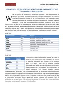 SYUNIK INVESTMENT GUIDE  November 11-13, 2013 PROMOTION OF TRADITIONAL AGRICULTURE, IMPLEMENTATION OF INTENSIVE AGRICULTURE