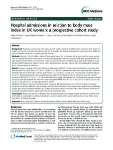 Hospital admissions in relation to body mass index in UK women: a prospective cohort study