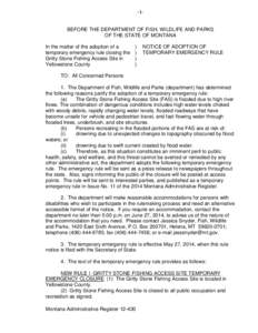 Adoption Notice of Emergency Rule – (F-9) – Sample