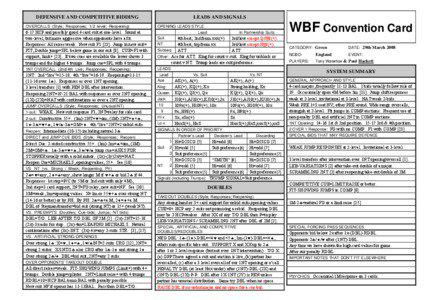 DEFENSIVE AND COMPETITIVE BIDDING OVERCALLS (Style; Responses; 1/2 level; Reopening)