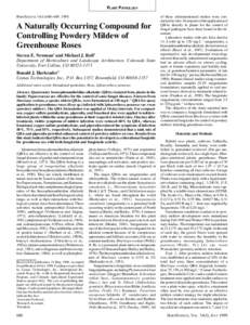 PLANT PATHOLOGY HORTSCIENCE 34(4):686–[removed]A Naturally Occurring Compound for Controlling Powdery Mildew of Greenhouse Roses