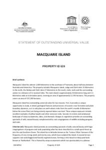 STATEMENT OF OUTSTANDING UNIVERSAL VALUE - MACQUARIE ISLAND