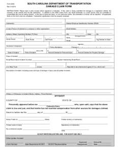 Form 2062 RevSOUTH CAROLINA DEPARTMENT OF TRANSPORTATION DAMAGE CLAIM FORM