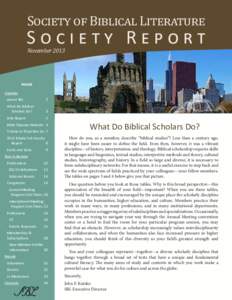 Society of Biblical Literature  Society Report November[removed]Inside