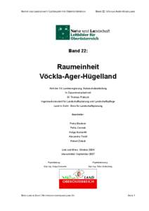 NATUR UND LANDSCHAFT / LEITBILDER FÜR OBERÖSTERREICH  BAND 22: VÖCKLA-AGER-HÜGELLAND